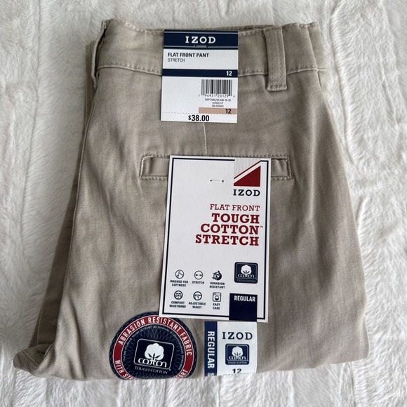 Izod Other - Izod Kids School Uniform Flat Front Adjustable Waist Easy Care Khaki Size 12 New